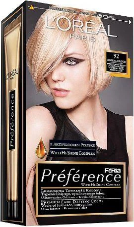 L'Oreal Preference 9.2 Varšuva plaukų dažų pakuotė
