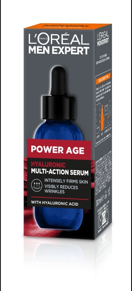 L'Oréal Paris Men Expert Power Age Hyaluronic Multi-Action serumas odos serumas vyrams, 30 ml