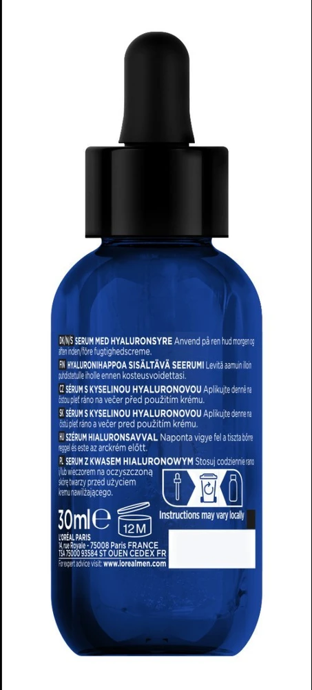 L'Oréal Paris Men Expert Power Age Hyaluronic Multi-Action serumas odos serumas vyrams, 30 ml