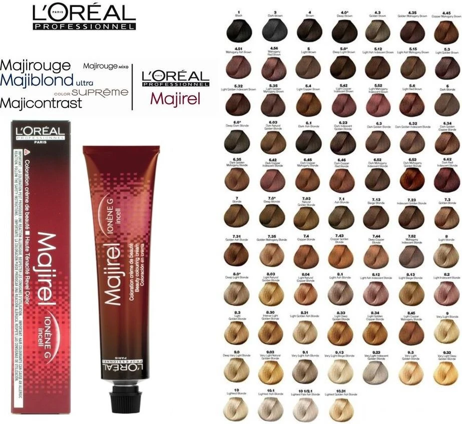 L'Oreal Professionnel Majirel Permanent Hair Dye 7.23 Iridescent Golden Skirtas šviesiems plaukams, 50 ml
