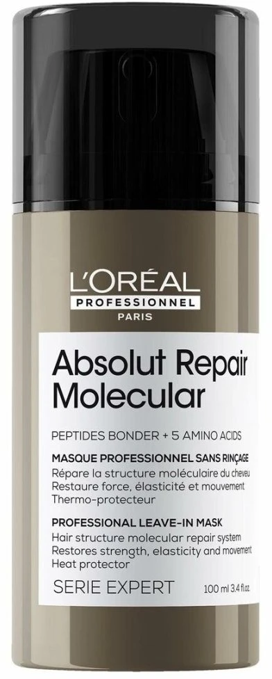 L'oreal Professionnel Absolut Repair Molecular Mascarilla Profesional Reparadora Sin Aclarado Para Cabello Dañado, 100 ml