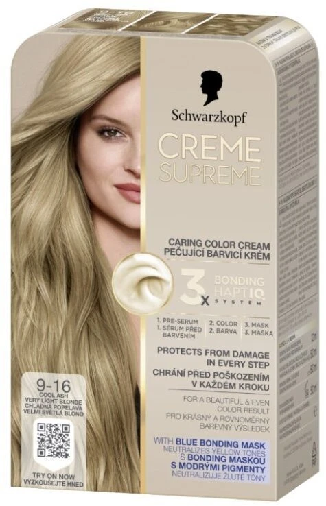 L’Oreal Paris SCHWARZKOPF Creme Supreme Plaukų dažai atspalvis 9-16 Šaltas peleninis šviesus blondinas