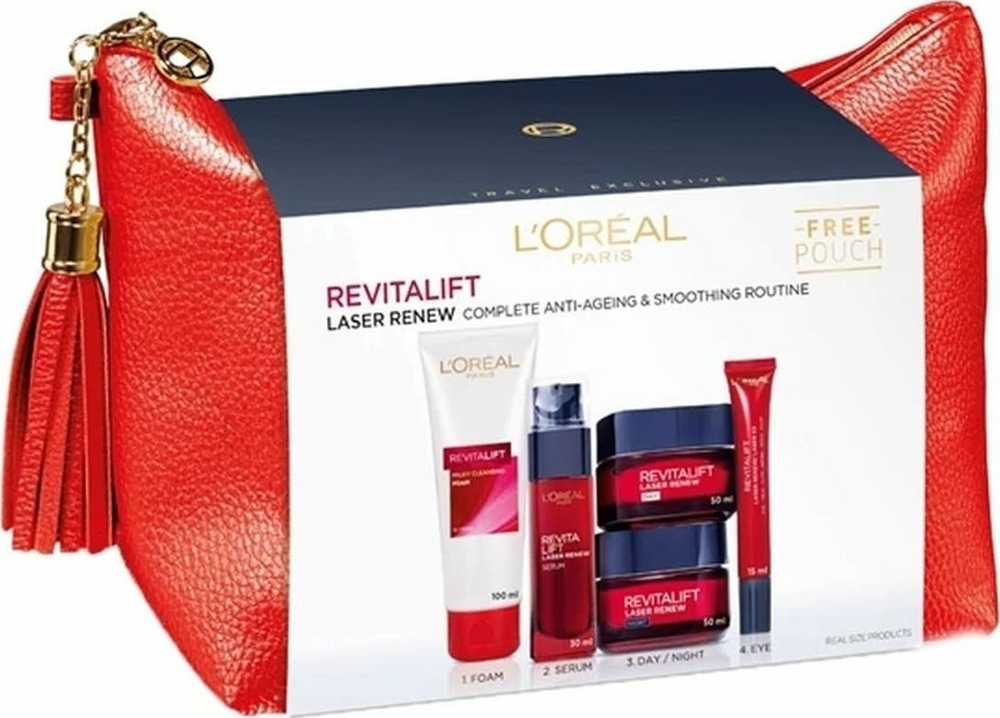 Set L'Oreal Paris: Revitalift lazerinis Renew, Cleansing, Cleansing Foam, 100 ml + Revitalift lazerinis Renew, Anti-Wrinkle, Paakių kremas,