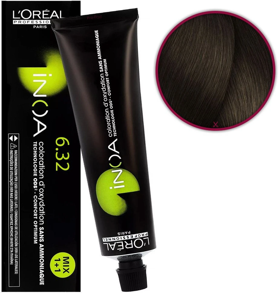 L'Oreal Professionnel Inoa ilgalaikiai plaukų dažai be amoniako 6,32, 60 ml