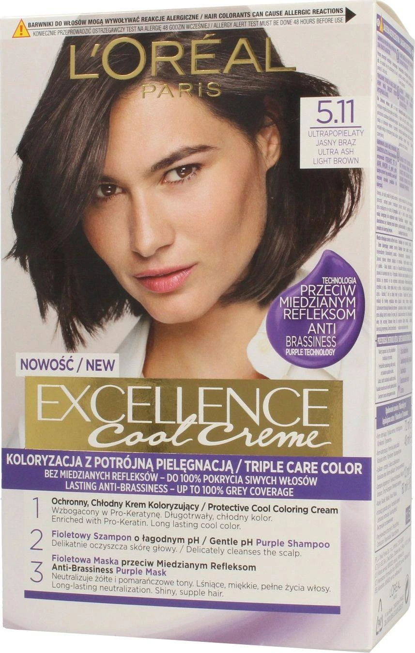 L'Oreal Paris Excellence Cool Creme 5.11 Ultrapopielaty Jasny ruda