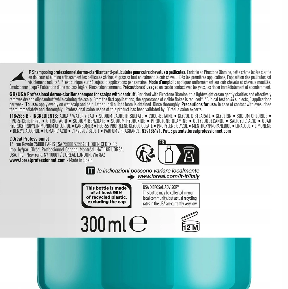 L'Oreal Professionnel Serie Expert Scalp Advanced Hair Šampūnas Nuo pleiskanų, 300 ml