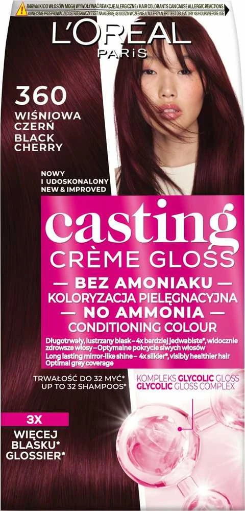 L'Oreal Casting Creme Gloss 360 Vyšninė juoda pakuotė