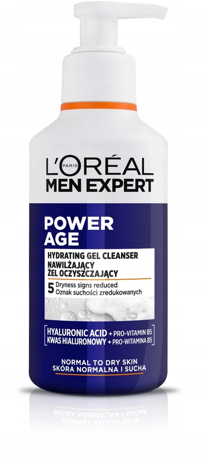 L'Oreal „Men Expert Power Age“ drėkinamasis valomasis gelis normaliai ir sausai odai, 260 ml