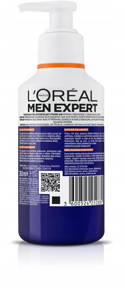 L'Oreal „Men Expert Power Age“ drėkinamasis valomasis gelis normaliai ir sausai odai, 260 ml