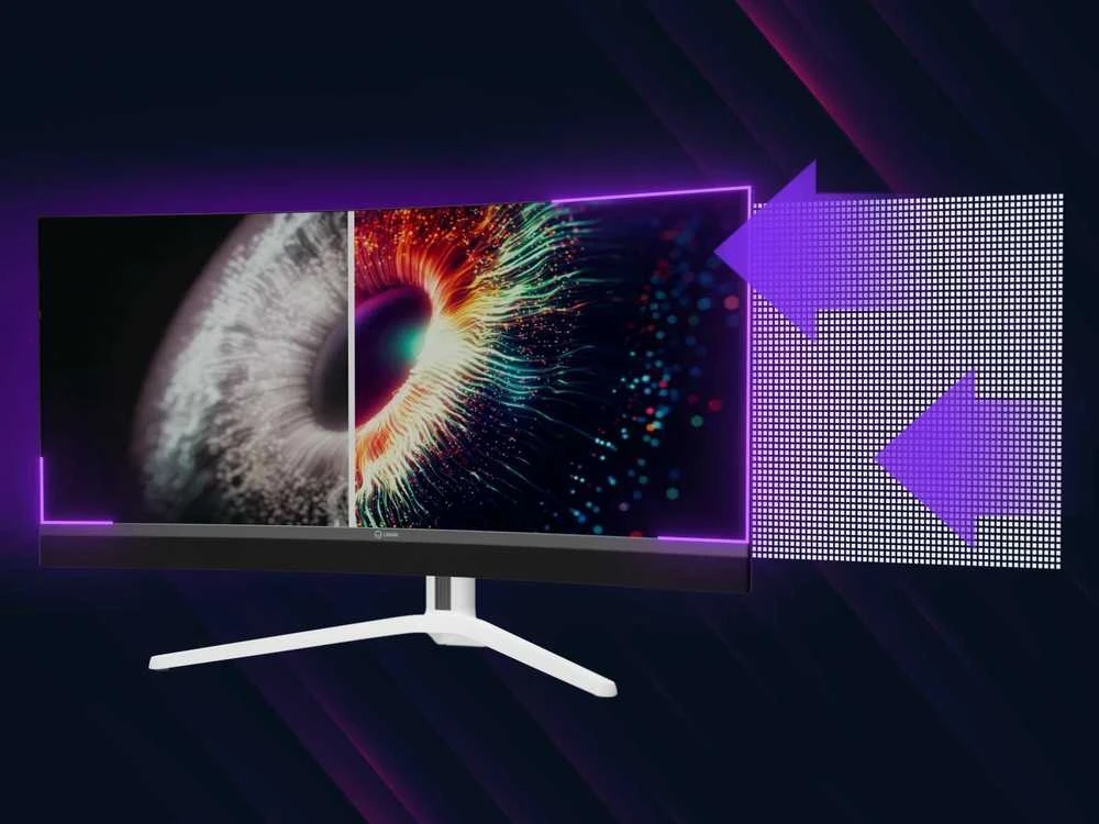 LORGAR 34MP1, UWQHD MiniLED Gaming Monitorius Pro, 34'' (3440*1440) VA curved monitorius, juodas/milky pilkas
