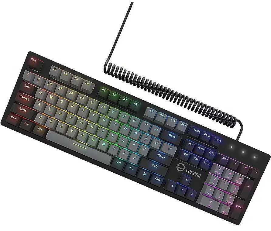 LORGAR Azar 514, Laidinė mechaninė žaidimų klaviatūra, RGB foninis apšvietimas, 1680000 spalvų variacijų, 18 režimų, klavišų skaičius: 104, 50 mln. paspaudimų, linijiniai „dream“ jungikliai, 3,4 m ilgio spyruoklinis laidas, ABS plastikas+metalas, magnetinis dangtelis, 450*136*39 mm, 1,17 kg, juodas, EN išdėstymas