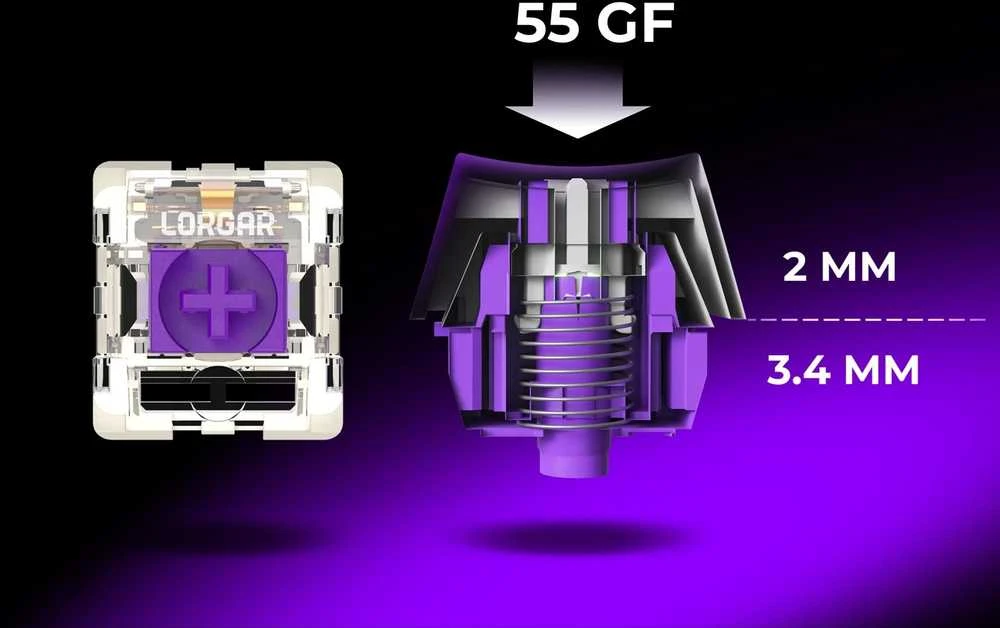 LORGAR KBP7075W, Wireless 75% Mechaninė klaviatūra žaidimams Pro, Juodas/geltona, EN išdėstymas