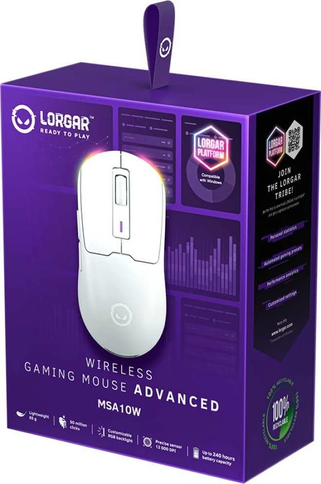 LORGAR MSA10W, Belaidė pelė žaidimams Advanced, baltas