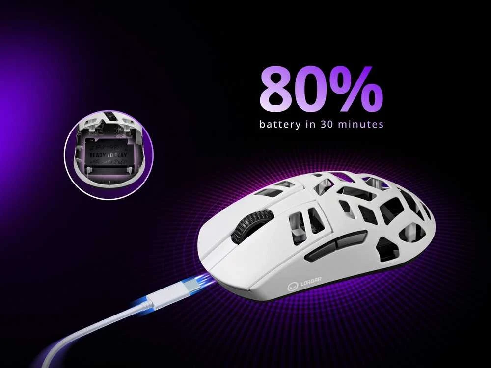 LORGAR MSE90W, Magnesium Alloy Belaidė pelė žaidimams Elite, Baltas