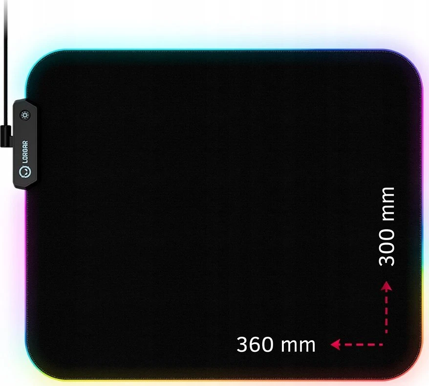 Lorgar Steller 913, Pelės kilimėlis žaidimams, Didelės spartos paviršius, neslystantis guminis pagrindas, RGB apšvietimas, USB jungtis, Lorgar WP Gameware palaikymas, dydis: 360mm x 300mm x 3mm, svoris 0,250kg