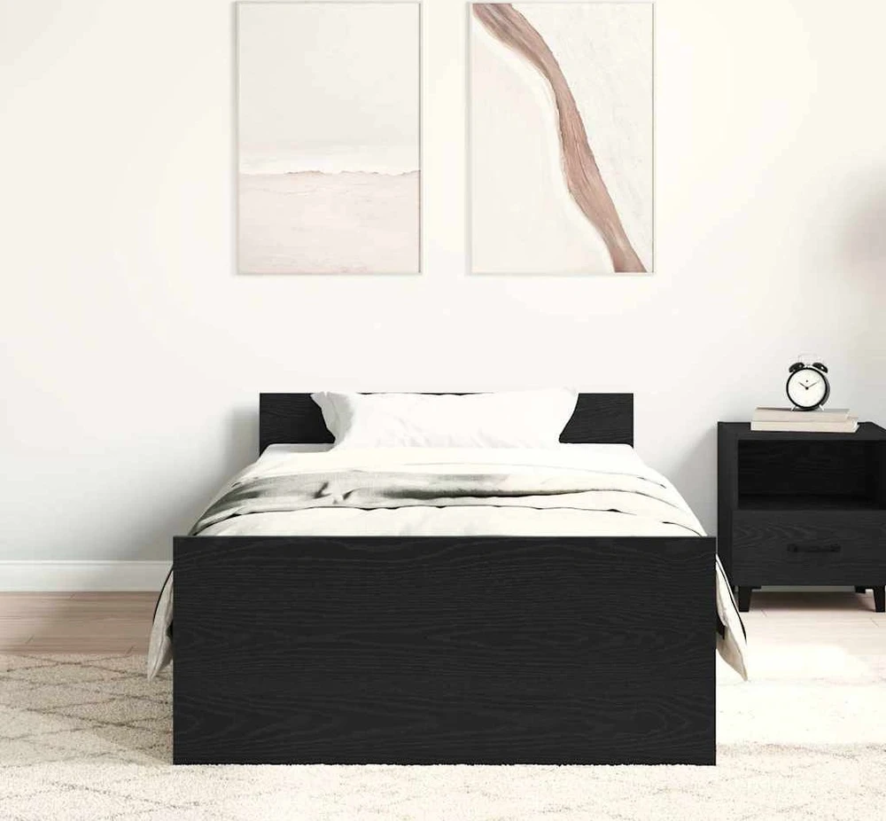 Lova Lovos rėmas be čiužinio, juodo ąžuolo spalvos, 75x190 cm, inžinerinė mediena