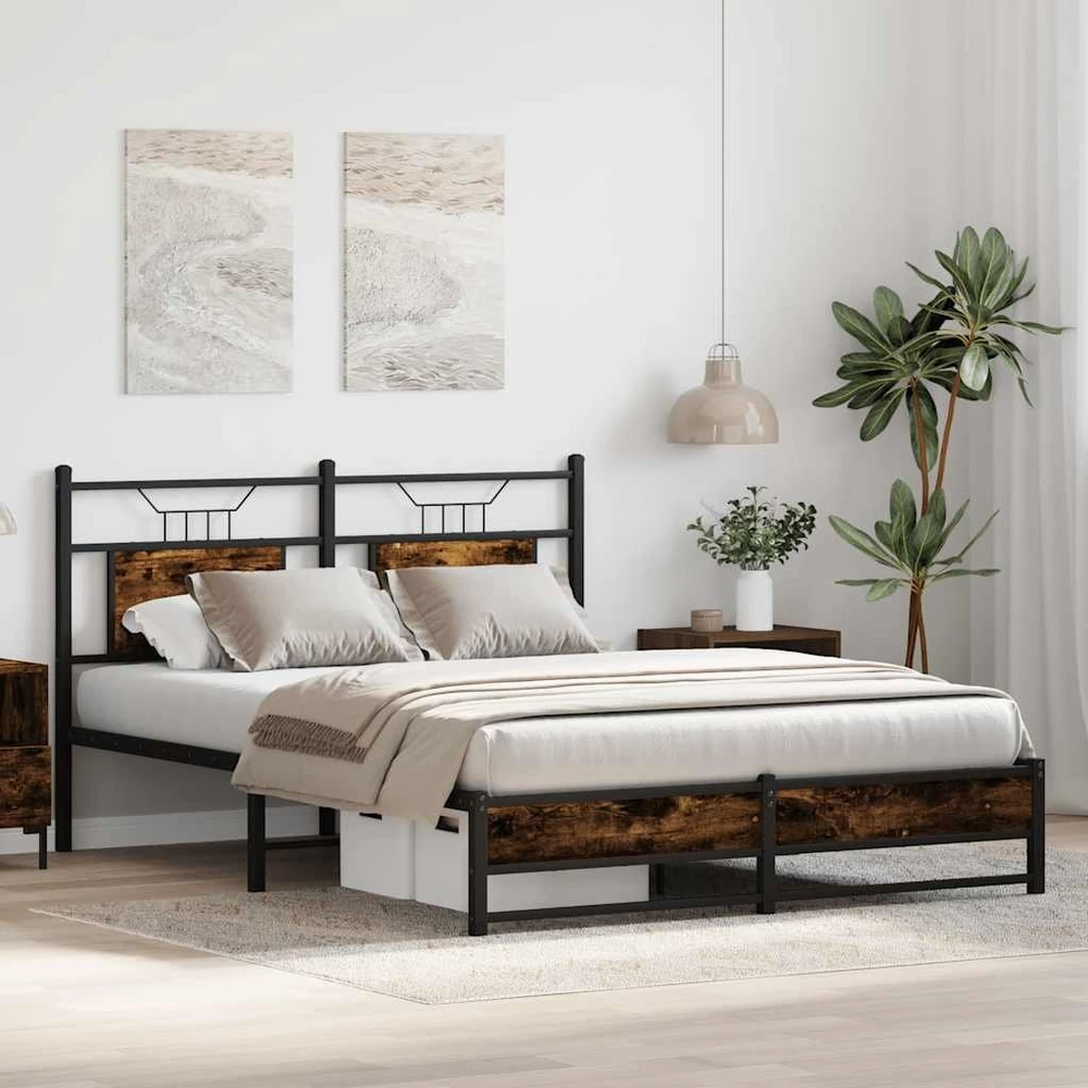 Lovos rėmas be čiužinio, dūminio ąžuolo, 140x200cm, mediena