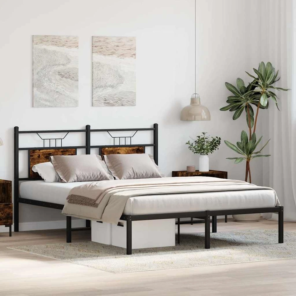 Lovos rėmas be čiužinio, dūminio ąžuolo, 140x200cm, mediena