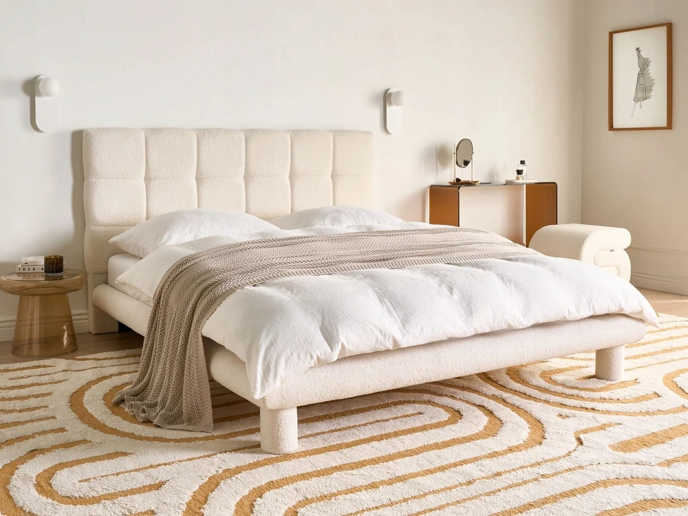 Beliani Lova Boucle CRESSAT 160 x 200 cm, kreminės baltos spalvos
