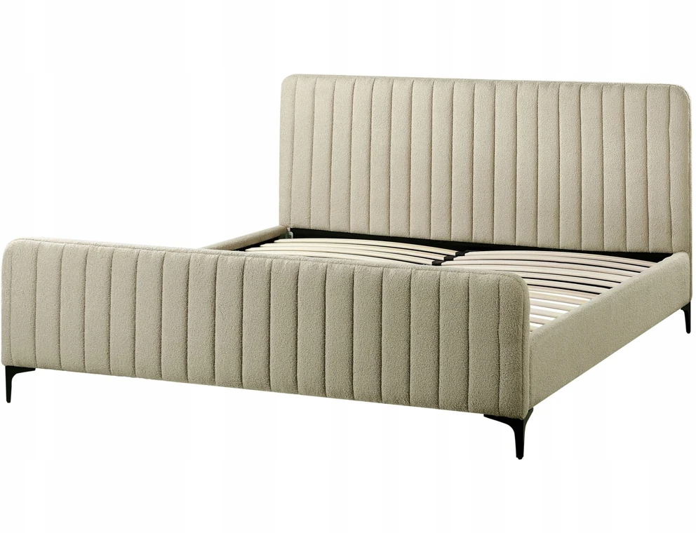 Beliani Boucle lova LUNAN 180 x 200 cm smėlio spalvos