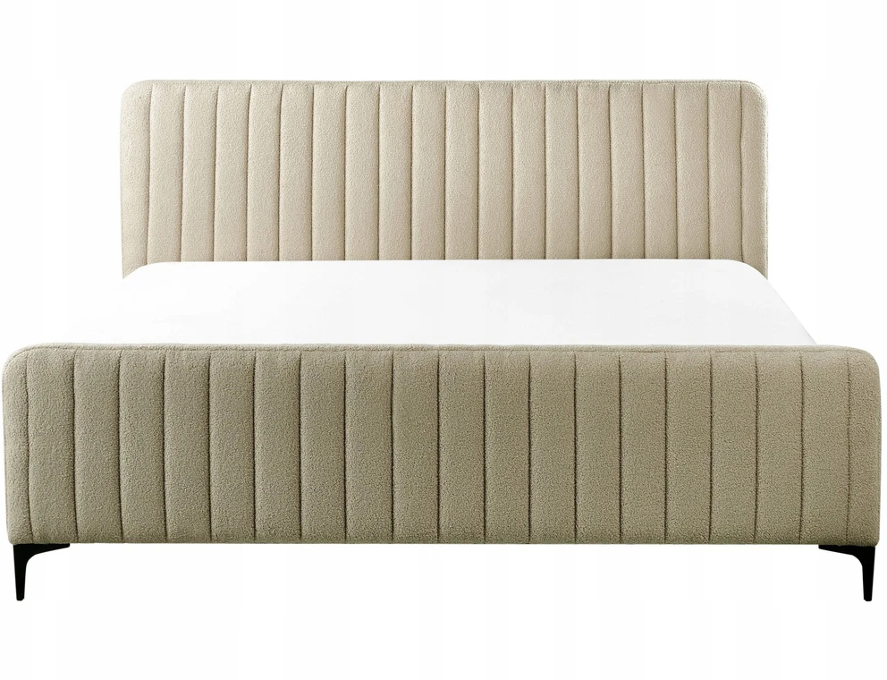 Beliani Boucle lova LUNAN 180 x 200 cm smėlio spalvos