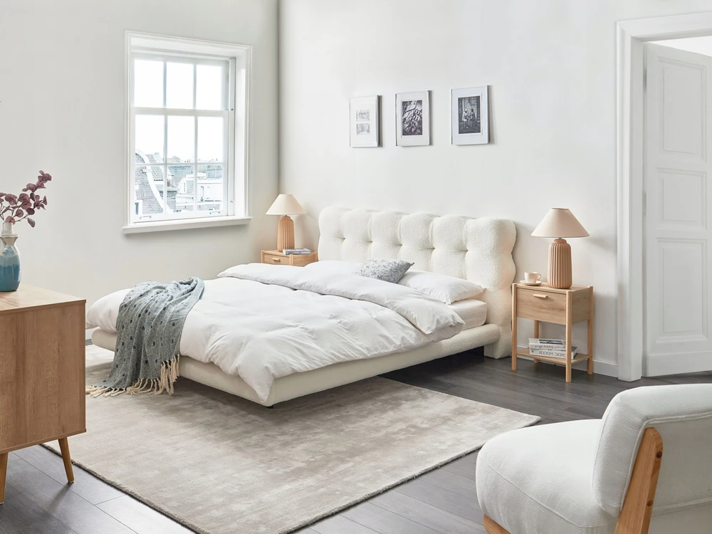 Beliani Lova Boucle SOULISSE 180 x 200 cm, kreminė balta