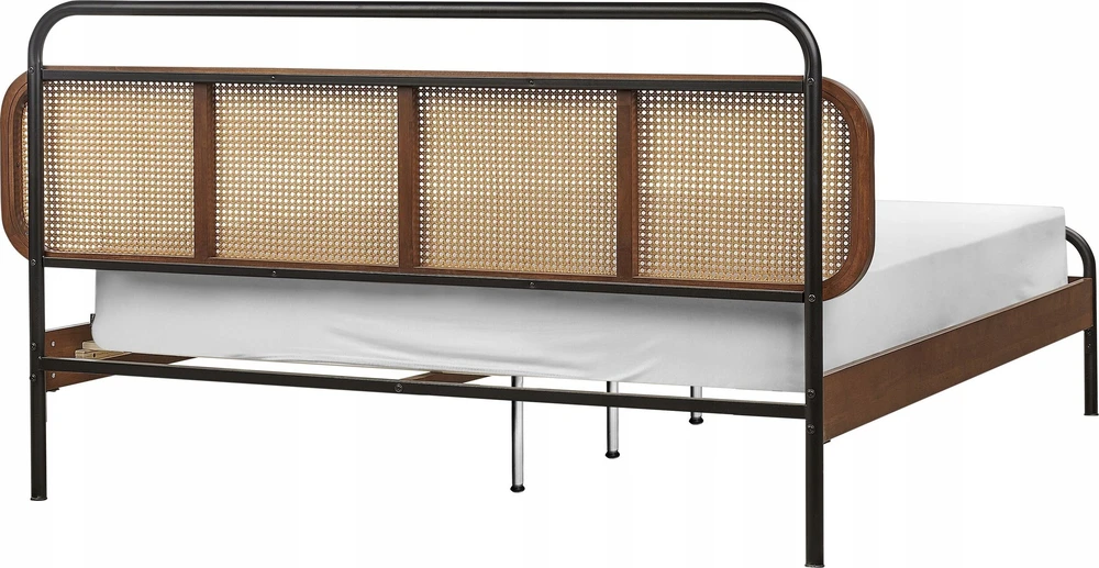 Beliani Rotango lova BOUSSICOURT 160 x 200 cm tamsiai ruda
