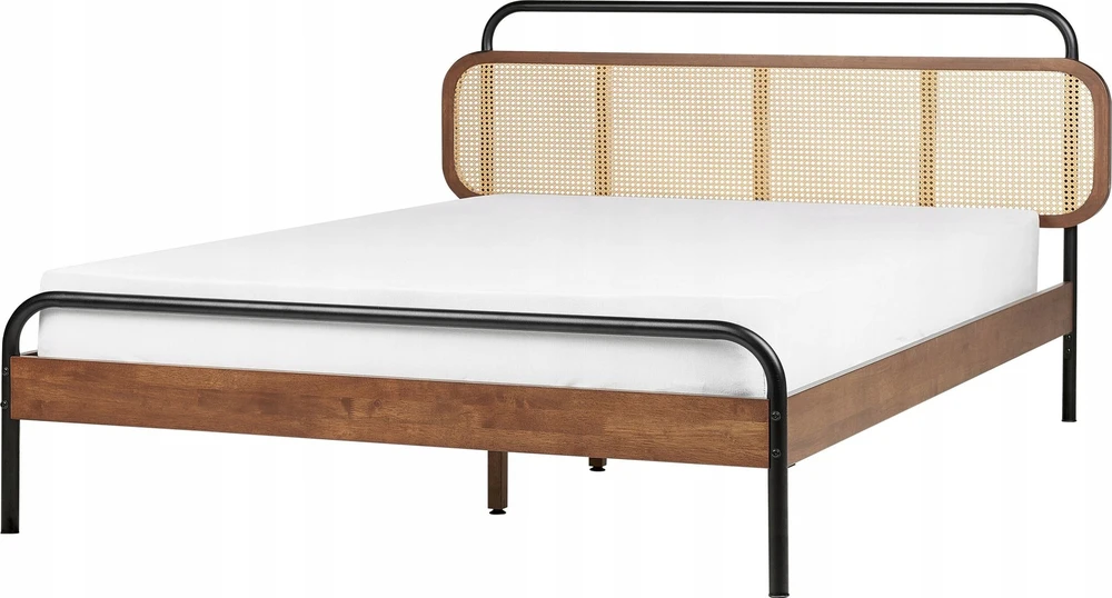Beliani Rotango lova BOUSSICOURT 180 x 200 cm tamsiai ruda