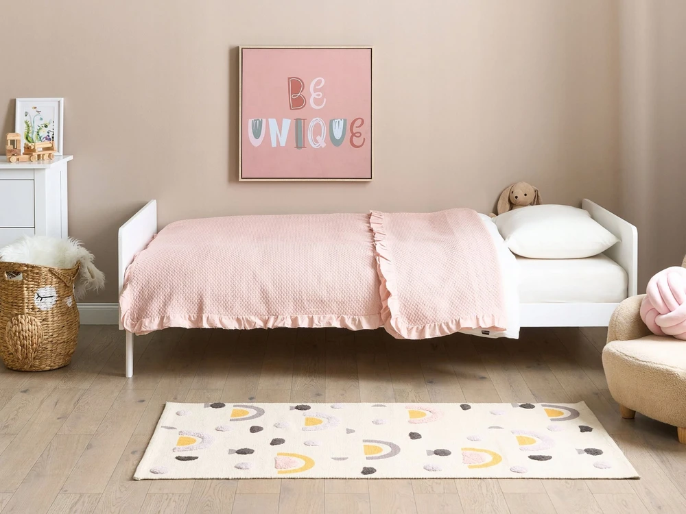 Lova Beliani Viengulė lovos bazė iš pušies masyvo BONNAC 90 x 200 cm, balta