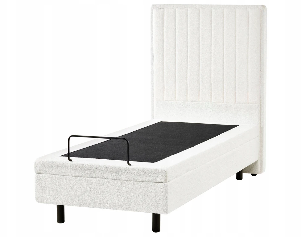 Beliani Reguliuojama lova Boucle CASTELLAN 80 x 200 cm kreminės spalvos