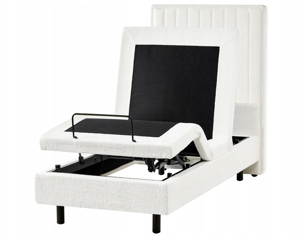 Beliani Reguliuojama lova Boucle CASTELLAN 80 x 200 cm kreminės spalvos
