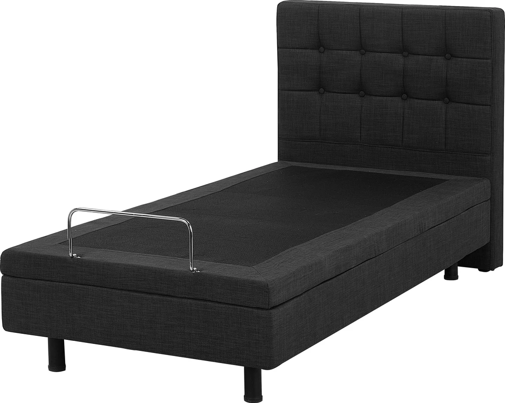 Beliani Reguliuojama lova DUKE 80 x 200 cm tamsiai pilka