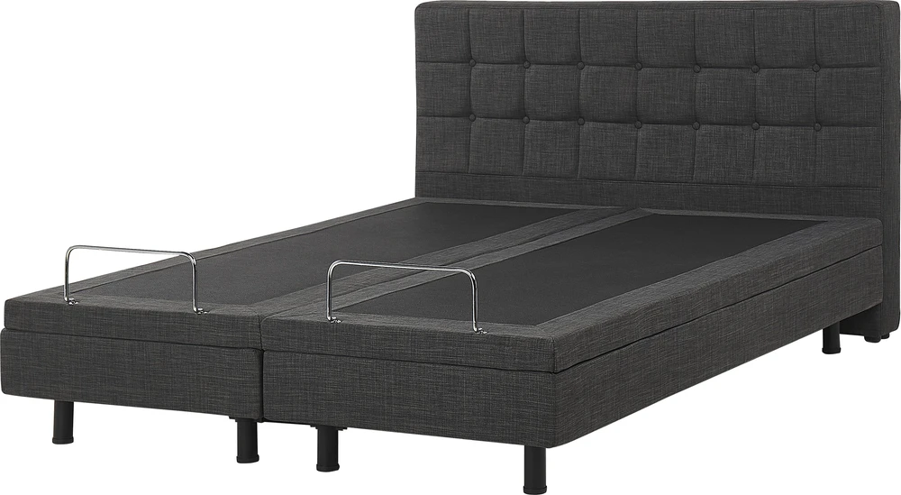 Beliani Reguliuojama lova DUKE 160 x 200 cm tamsiai pilka