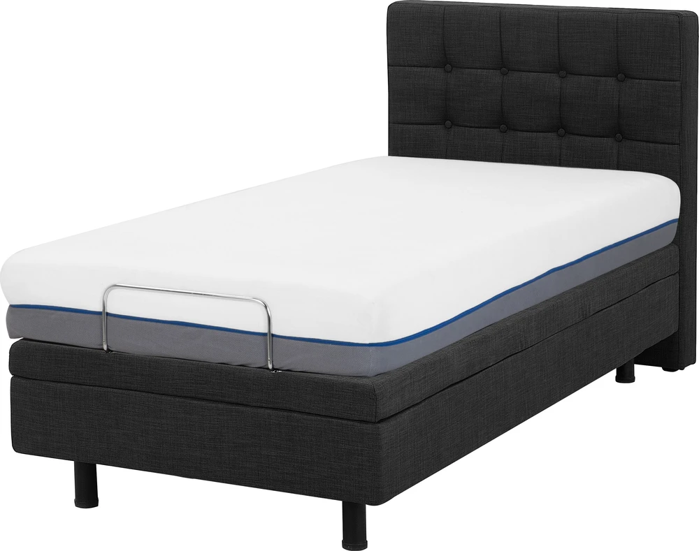 Beliani Reguliuojama lova DUKE 80 x 200 cm tamsiai pilka