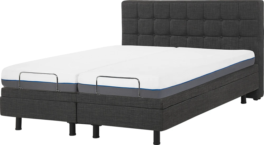 Beliani Reguliuojama lova DUKE 160 x 200 cm tamsiai pilka