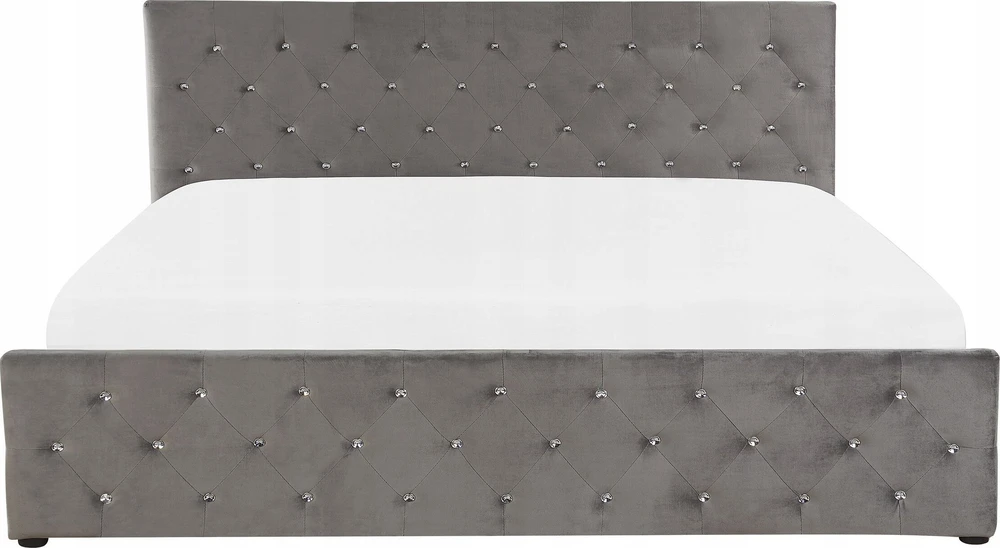 Beliani Lova su patalynės dėže AMIENS Velūras Pilka 180 x 200 cm
