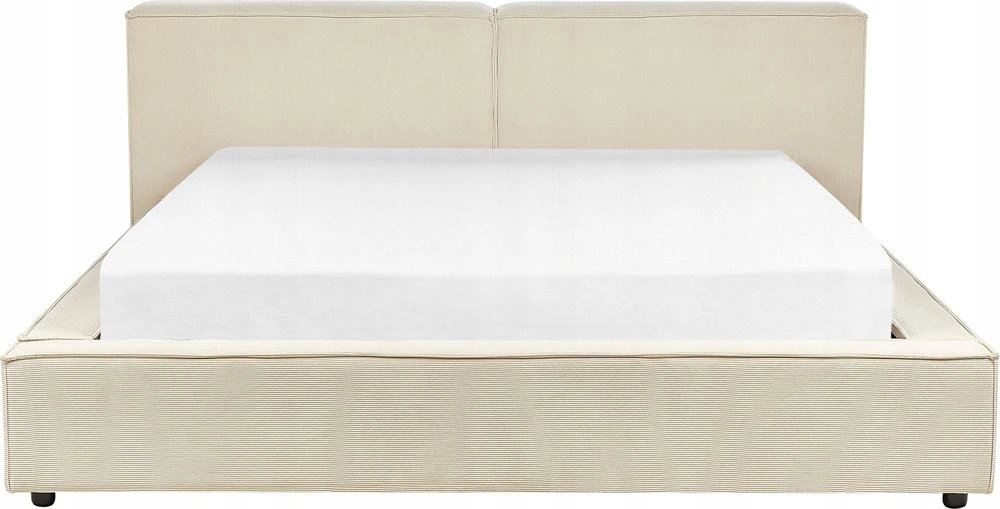 Beliani Švelni corduroy lova LINARDS 180 x 200 cm smėlio spalvos