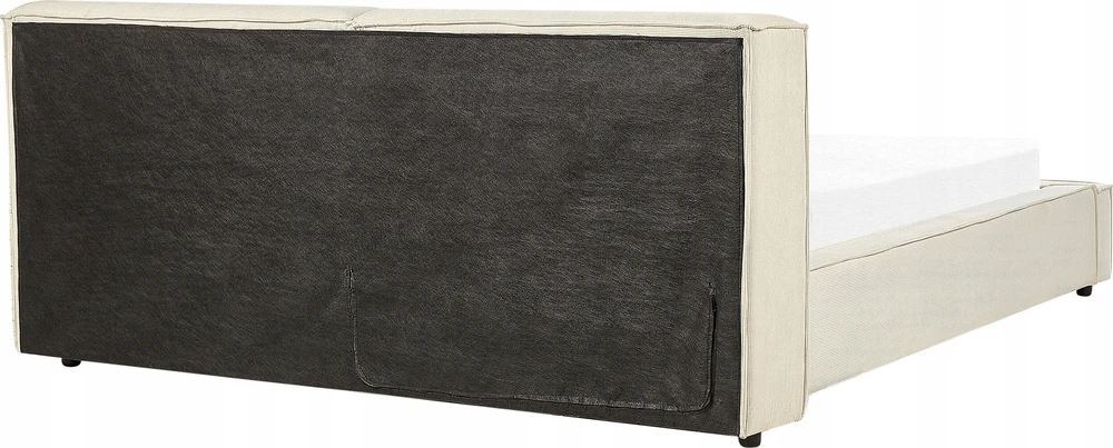 Beliani Švelni corduroy lova LINARDS 180 x 200 cm smėlio spalvos