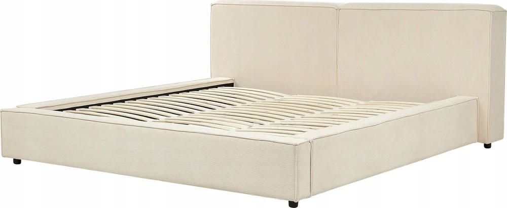Beliani Švelni corduroy lova LINARDS 180 x 200 cm smėlio spalvos