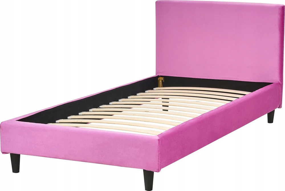 Beliani Velvetinė lova FITOU 90 x 200 cm, fuksijos spalvos