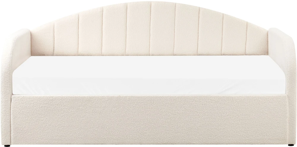 Beliani Ištraukiama lova Boucle EYBURIE 90 x 200 cm šviesiai smėlinės spalvos