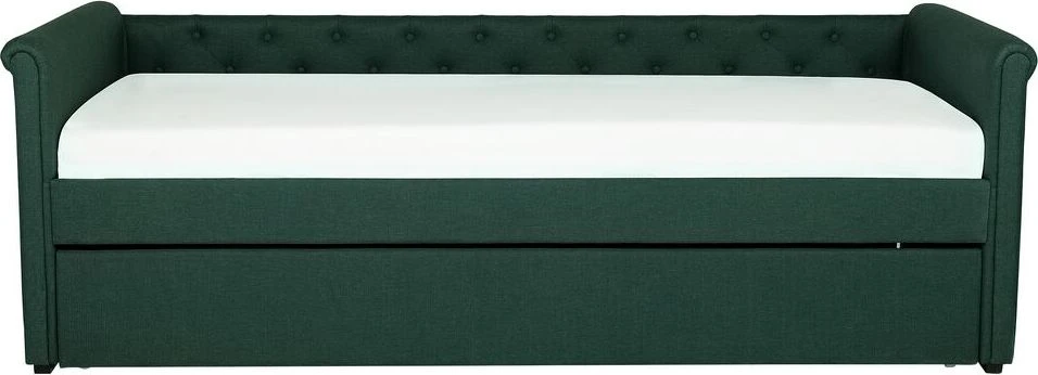 Beliani Ištraukiama lova LIBOURNE 90 x 200 cm tamsiai žalia