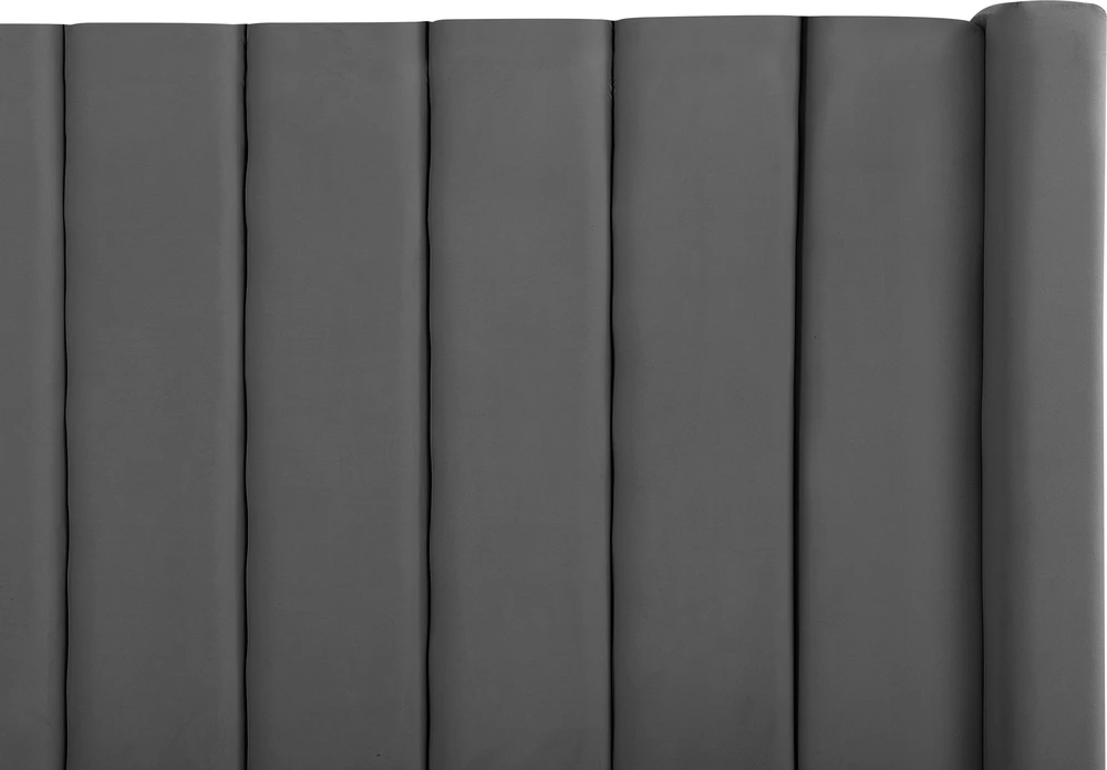 Beliani Lova su suoliuku NOYERS veliūrinė pilka 140 x 200 cm