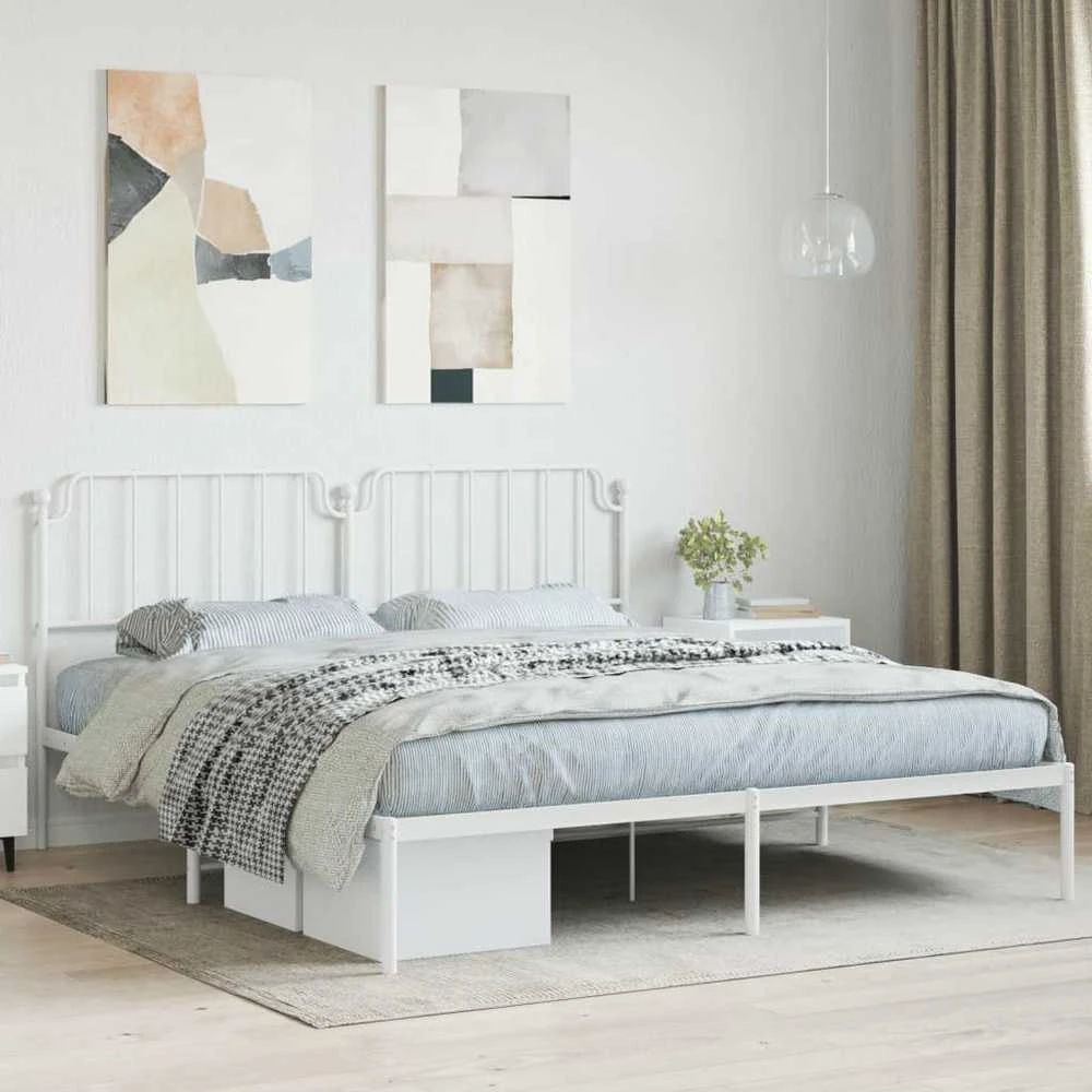 Lova Metalinis lovos rėmas su galvūgaliu, baltos spalvos, 183x213cm