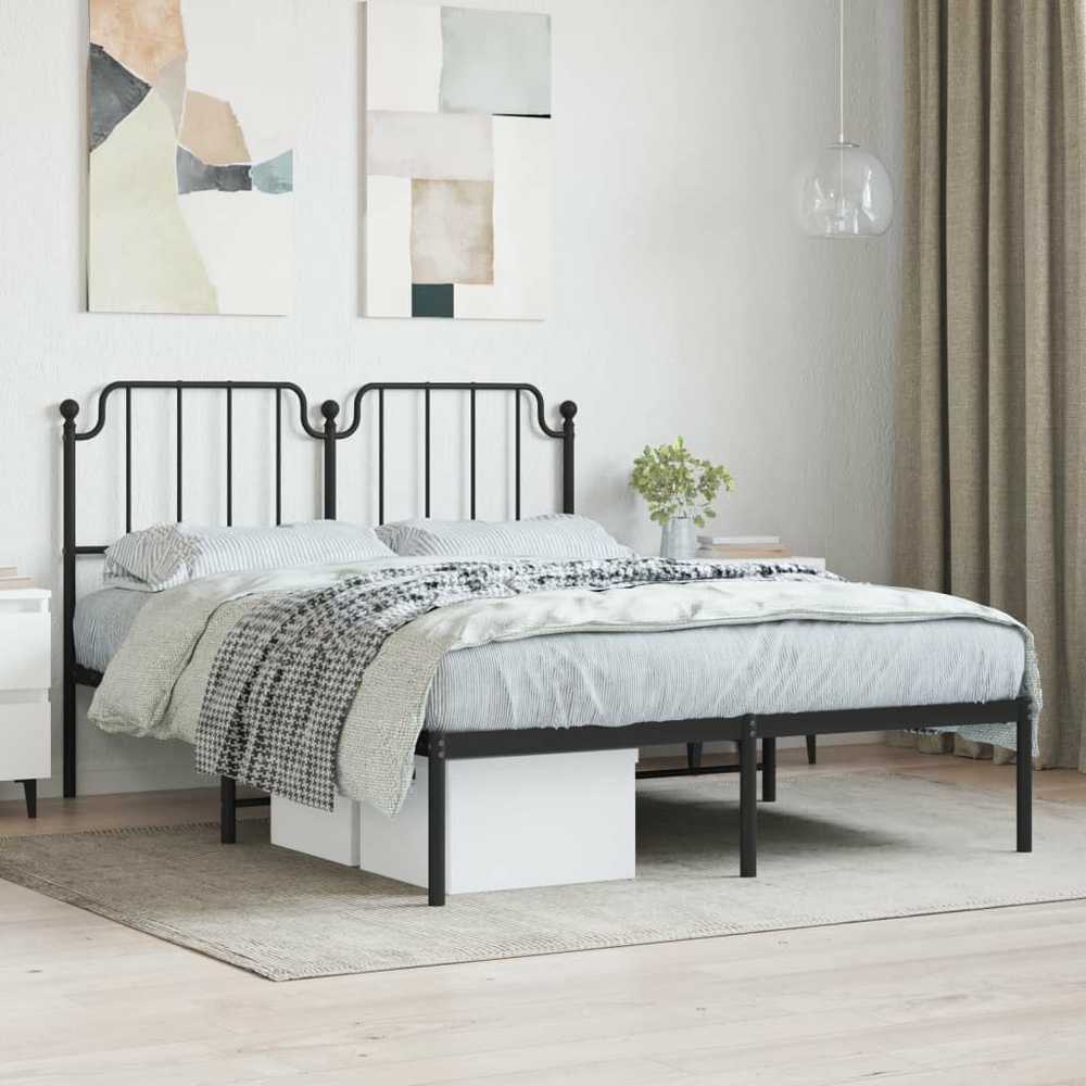 Lova Metalinis lovos rėmas su galvūgaliu, juodos spalvos, 135x190cm