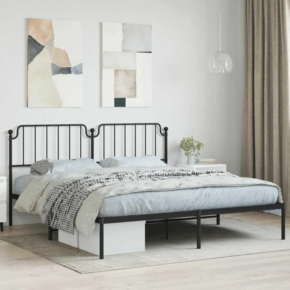 Lova Metalinis lovos rėmas su galvūgaliu, juodos spalvos, 183x213cm