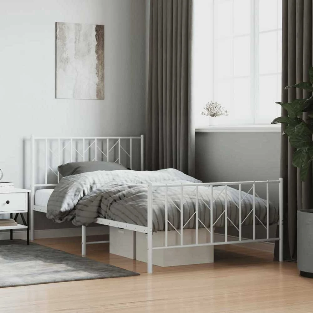Lova Lovos rėmas su galvūgaliu/kojūgaliu, baltas, 107x203cm, metalas