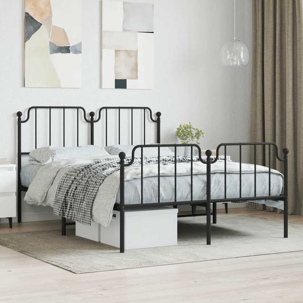 Lova Lovos rėmas su galvūgaliu/kojūgaliu, juodas, 135x190cm, metalas