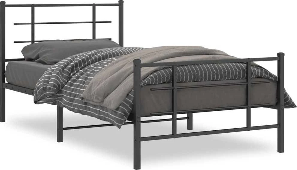 Lova Lovos rėmas su galvūgaliu/kojūgaliu, juodas, 107x203cm, metalas