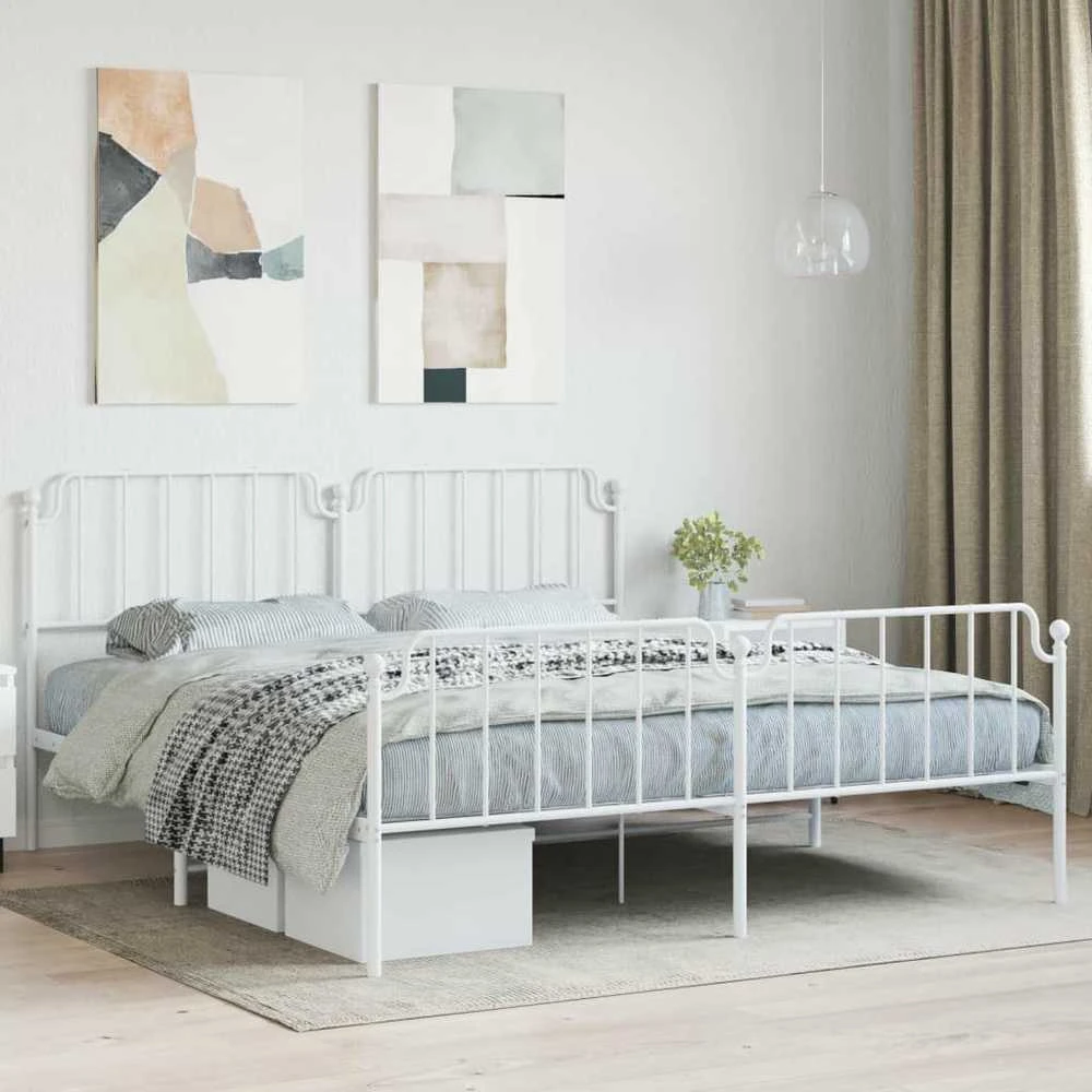 Lova Lovos rėmas su galvūgaliu/kojūgaliu, baltas, 183x213cm, metalas